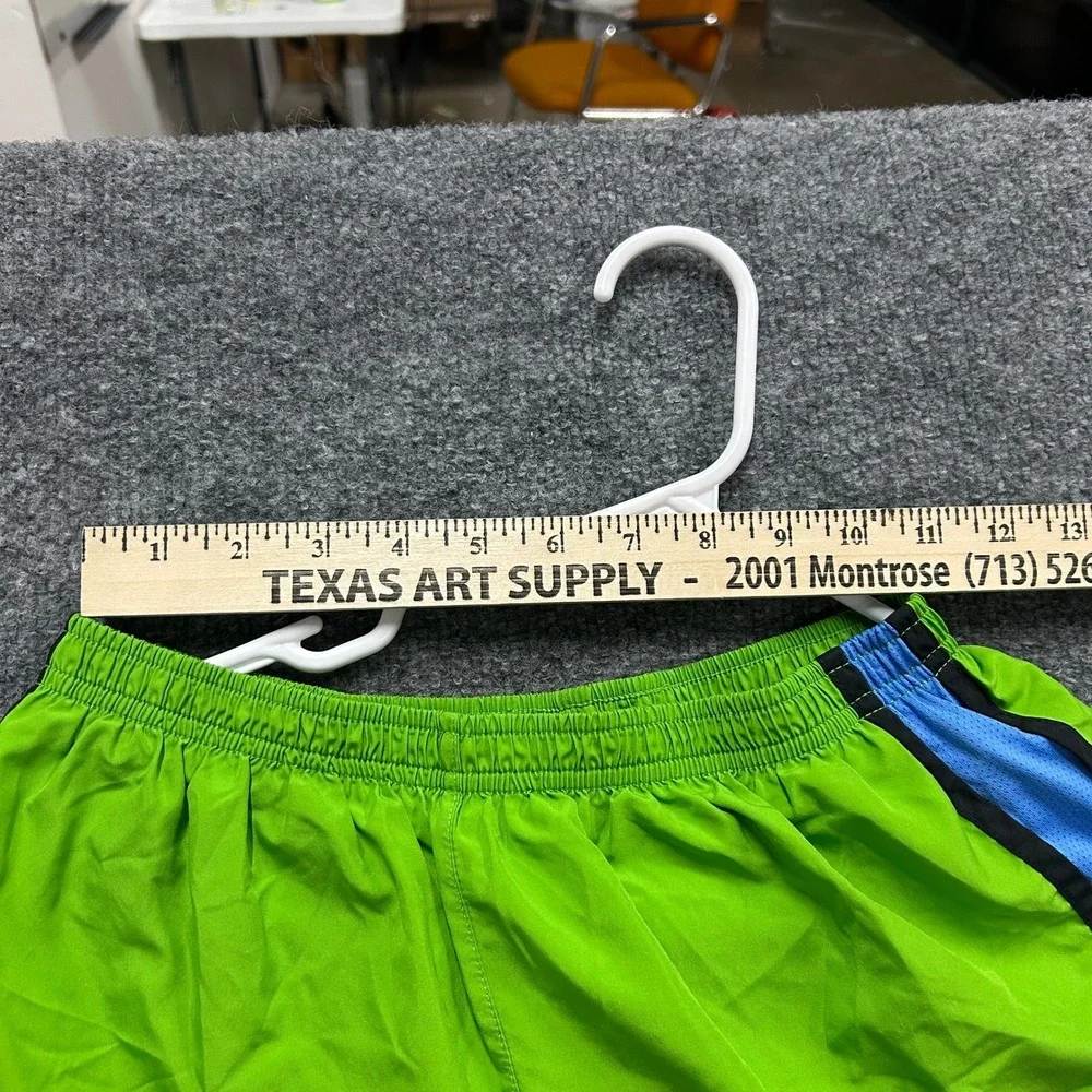 Nike Athletic Shorts Womens Size S Lime Green Dri-Fit Running Mesh Blue Stain